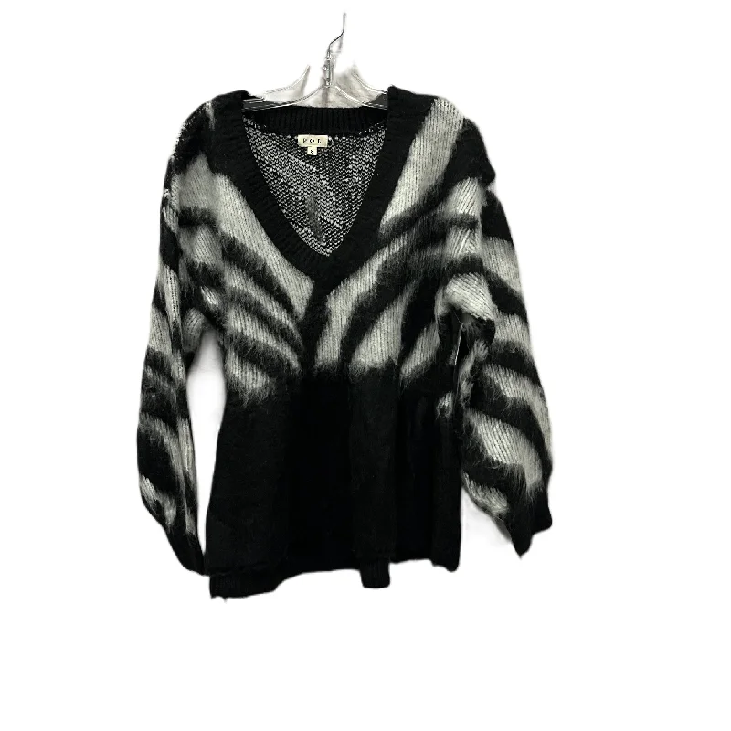 Sweater Cardigan By Pol In Black & Cream, Size: S