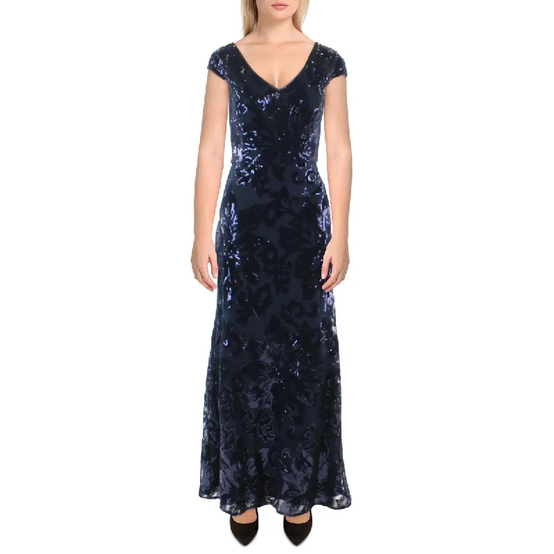 Alex Evenings Womens Petites Sequined Long Evening Dress