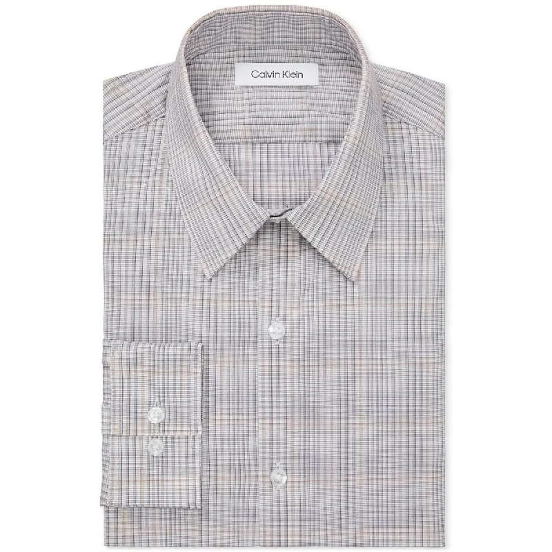 Calvin Klein Mens Wrinkle Resistant Cotton Button-Down Shirt