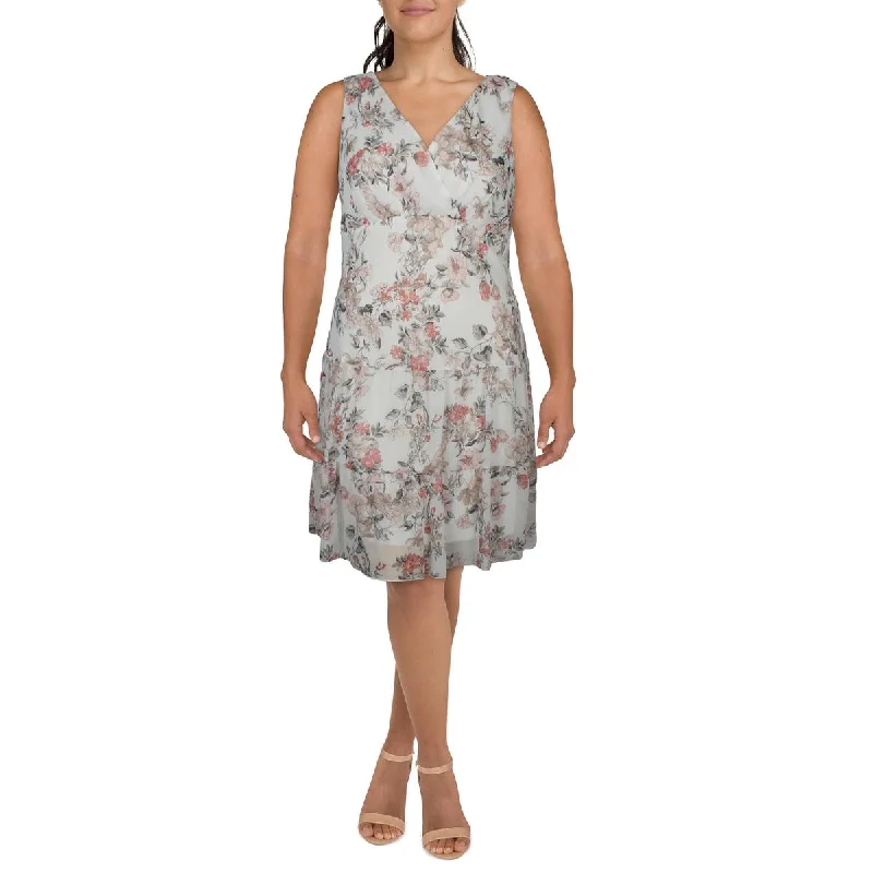 Connected Apparel Womens Floral Print Sleeveless Mini Dress