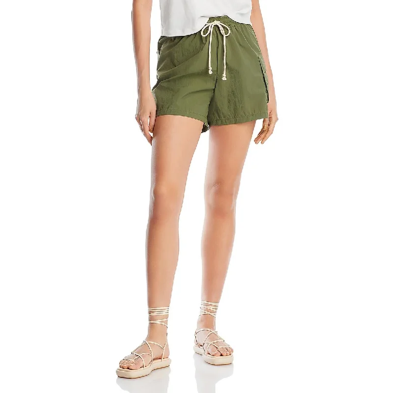 DONNI. Womens Drawstring Hem Nylon Cargo Shorts