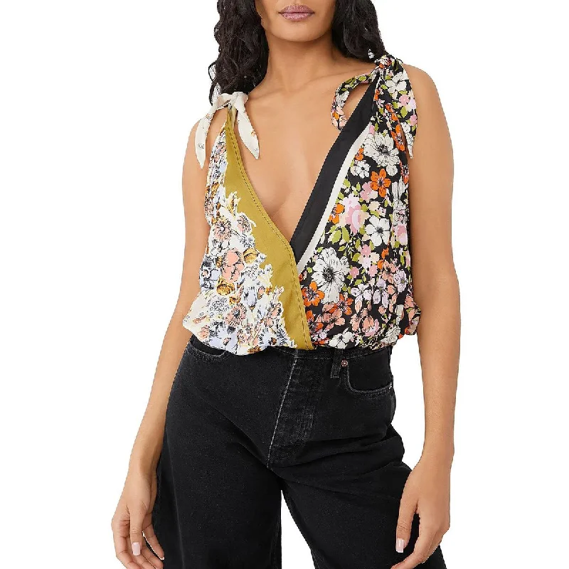 Free People Womens Tied To You Printed Tank Wrap Top