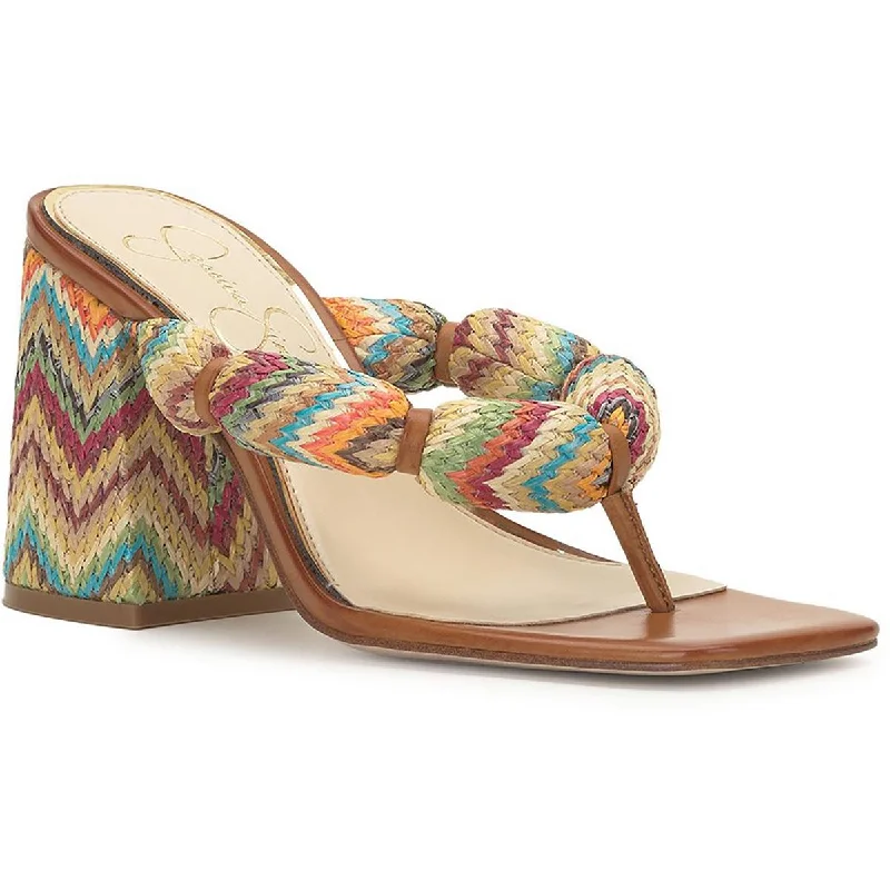 Jessica Simpson Womens Olimpio Woven Thong Block Heel