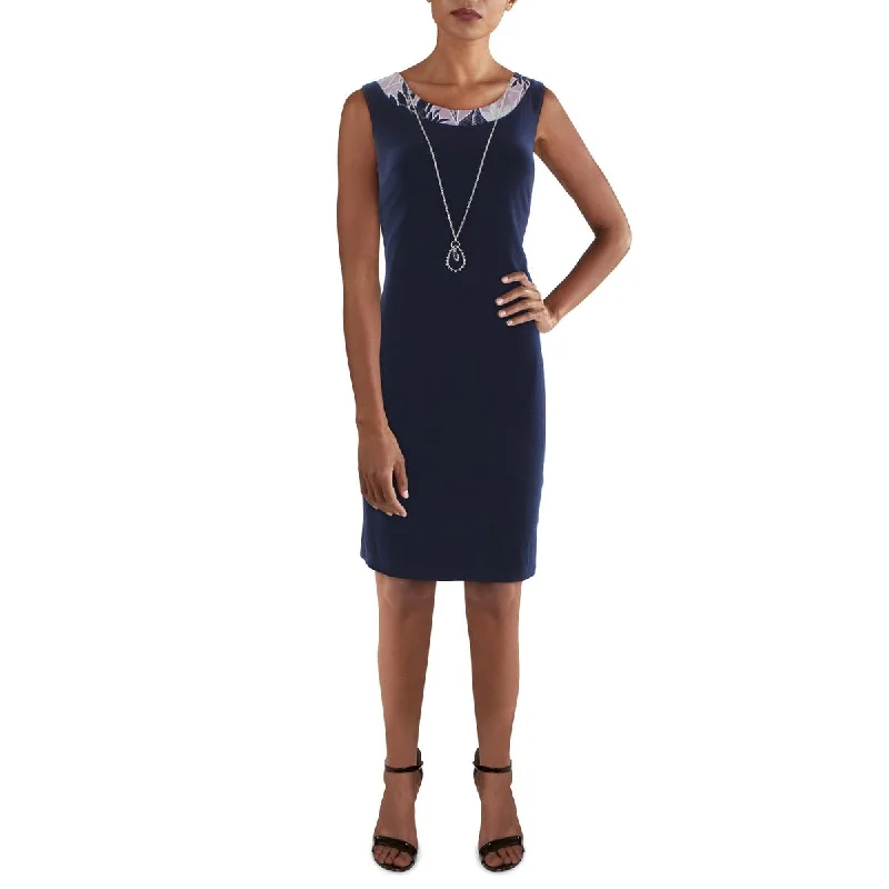 R&M Richards Womens Knit Sleeveless Sheath Dress