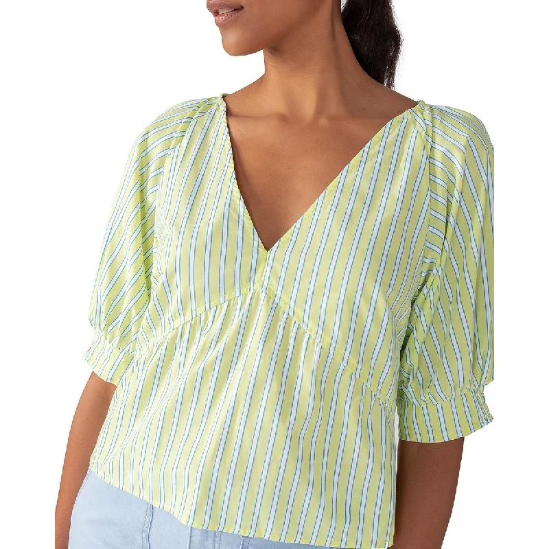 Sanctuary Womens V-Neck Striped Blouse