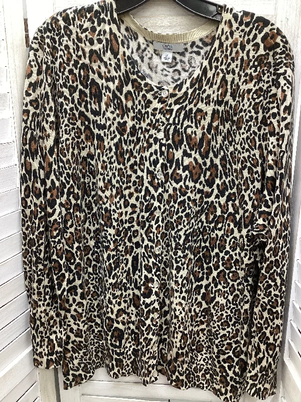 Cardigan By Croft And Barrow In Leopard Print, Size: 2x