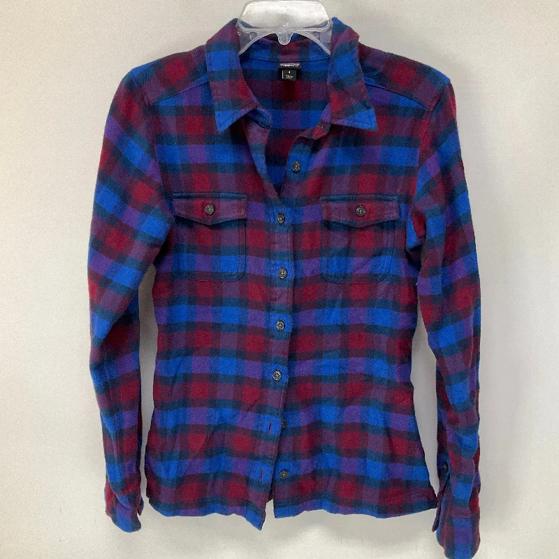 Plaid Pattern Top Long Sleeve Patagonia, Size 4