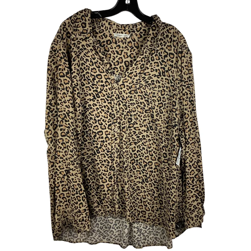 Top Long Sleeve By Beachlunchlounge In Animal Print, Size: 3x